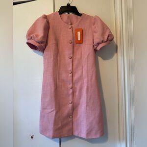 NWT Pink Tweed Puff Sleeve Dress